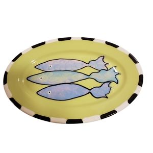 Squid/Fish Platter 14.5" x 10" Green, Blue